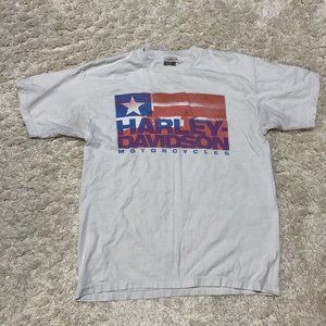 Vintage Harley Davidson Stars Stripes T-Shirt Large Murina White Red Blue Flag
